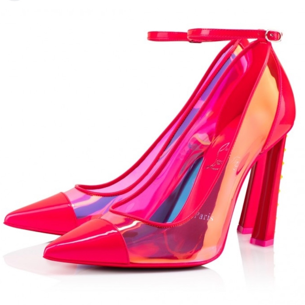 NEW Christian Louboutin Condorapik PVC Debout Iridescent heels RETAIL 1,045